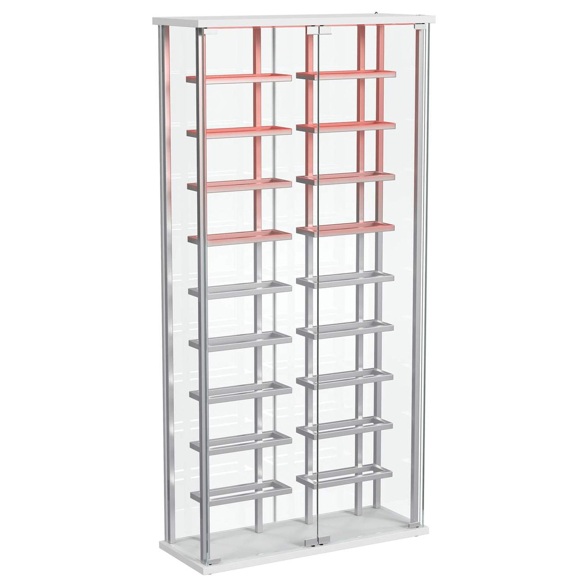 182037 Montara Tempered Glass Wine Storage LED Curio Cabinet Chrome