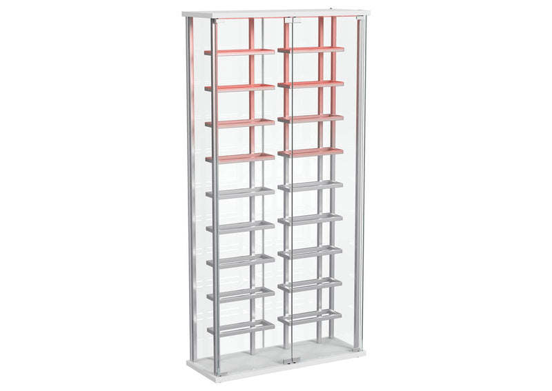 182037 Montara Tempered Glass Wine Storage LED Curio Cabinet Chrome