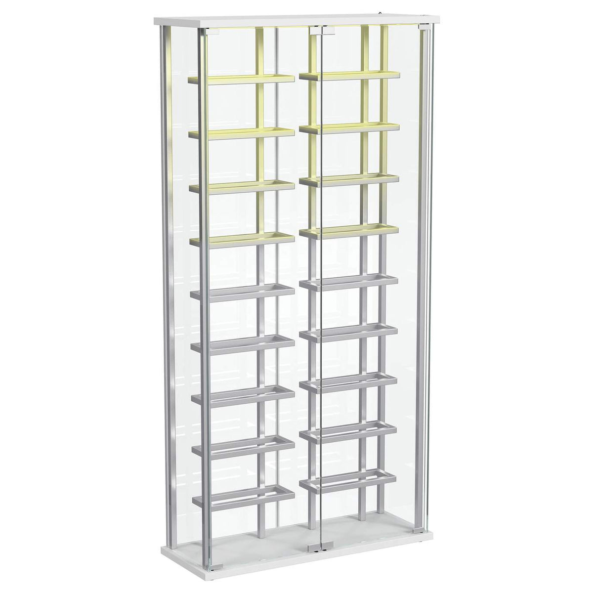 182037 Montara Tempered Glass Wine Storage LED Curio Cabinet Chrome