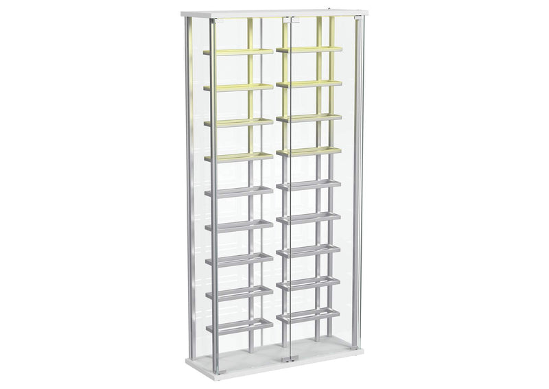 182037 Montara Tempered Glass Wine Storage LED Curio Cabinet Chrome