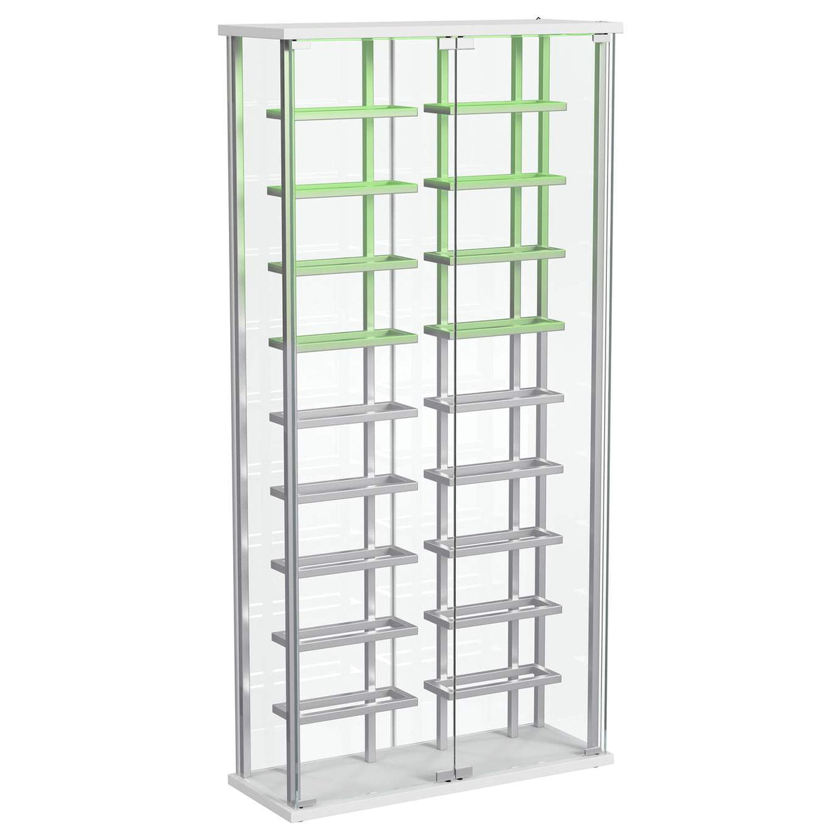 182037 Montara Tempered Glass Wine Storage LED Curio Cabinet Chrome