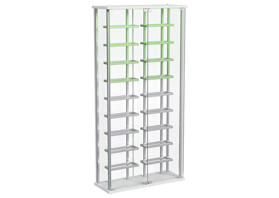 182037 Montara Tempered Glass Wine Storage LED Curio Cabinet Chrome