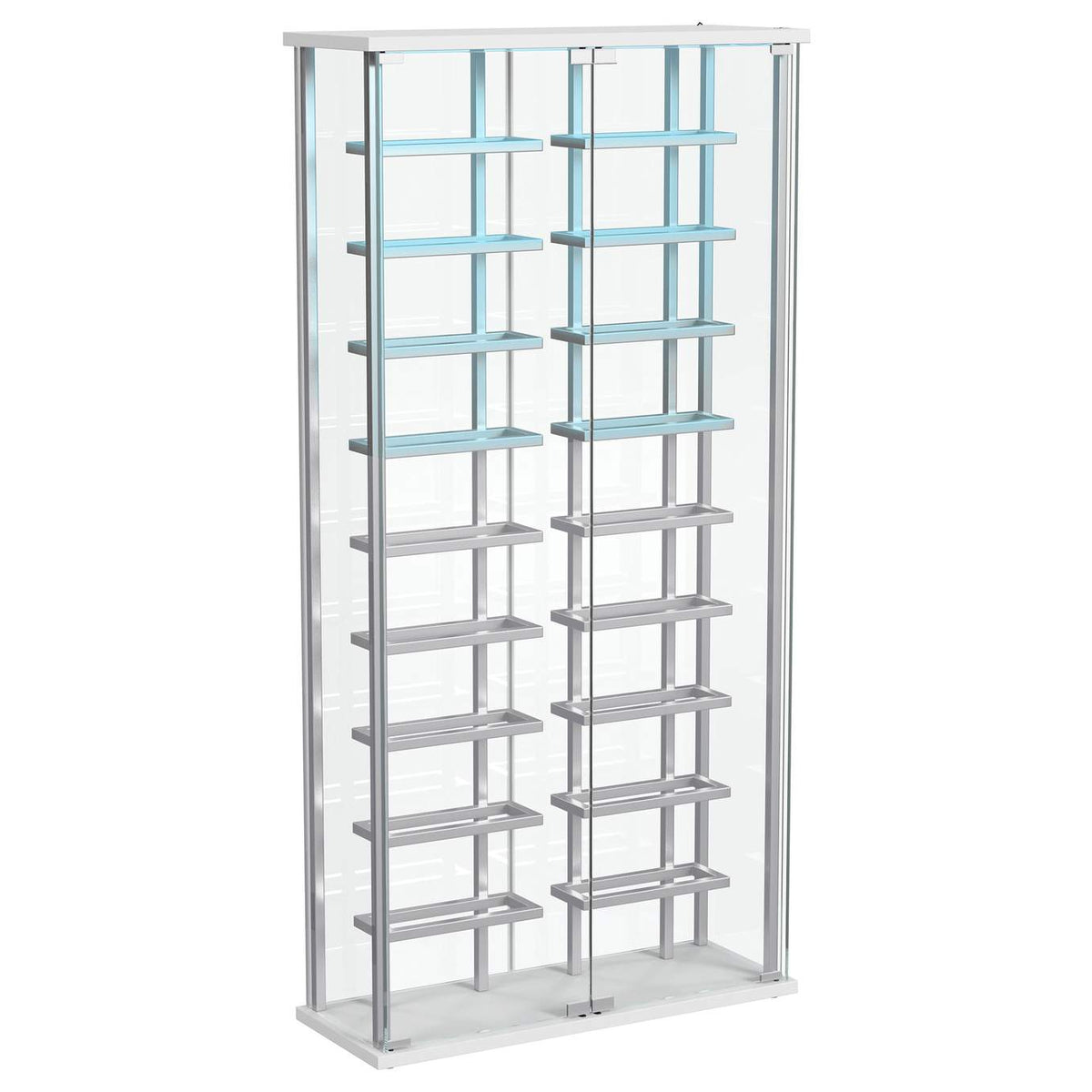 182037 Montara Tempered Glass Wine Storage LED Curio Cabinet Chrome
