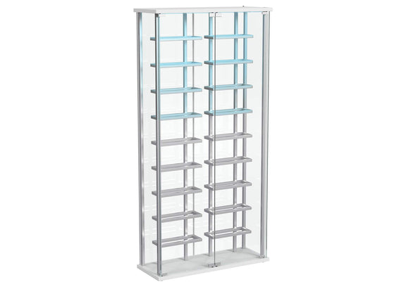 182037 Montara Tempered Glass Wine Storage LED Curio Cabinet Chrome