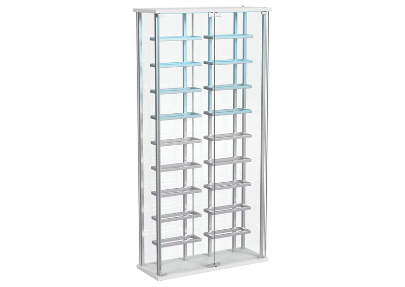 182037 Montara Tempered Glass Wine Storage LED Curio Cabinet Chrome