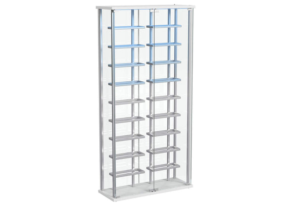 182037 Montara Tempered Glass Wine Storage LED Curio Cabinet Chrome
