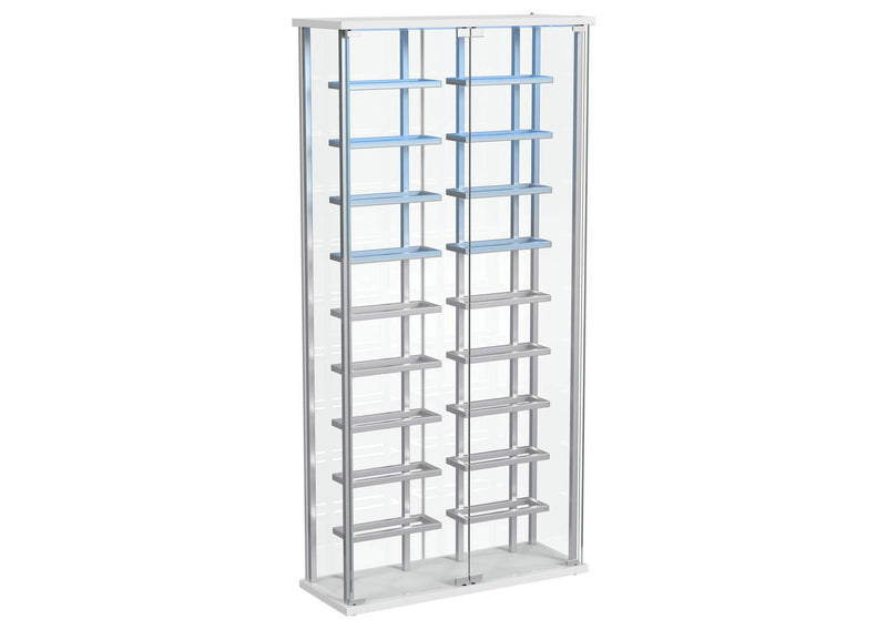 182037 Montara Tempered Glass Wine Storage LED Curio Cabinet Chrome