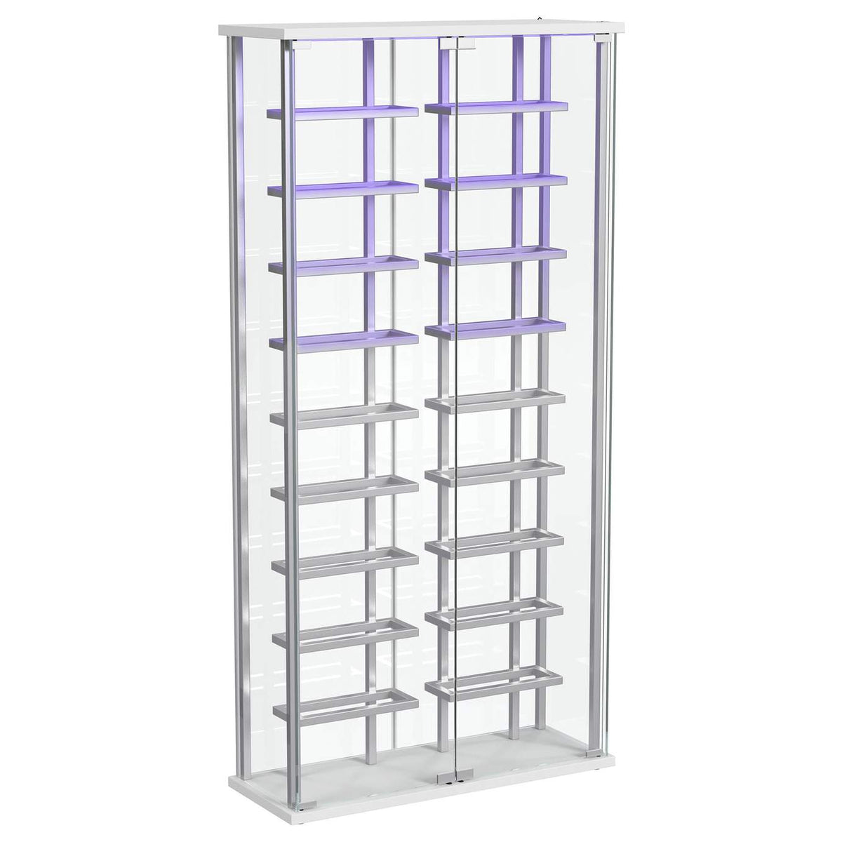182037 Montara Tempered Glass Wine Storage LED Curio Cabinet Chrome