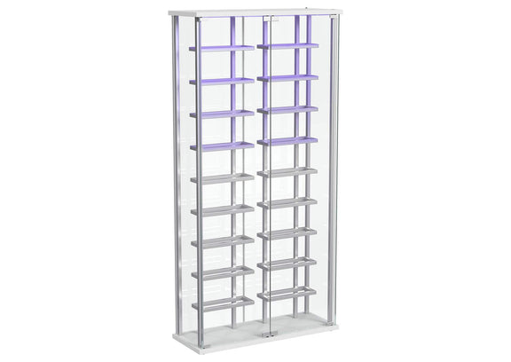 182037 Montara Tempered Glass Wine Storage LED Curio Cabinet Chrome