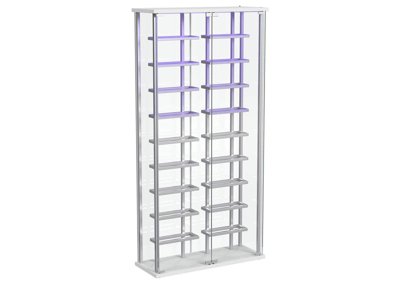182037 Montara Tempered Glass Wine Storage LED Curio Cabinet Chrome