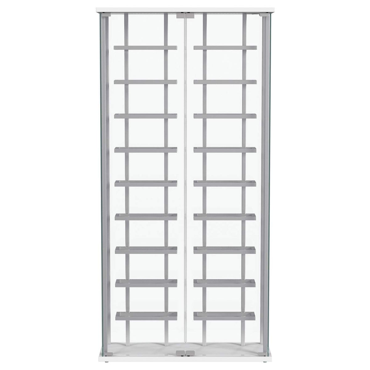 182037 Montara Tempered Glass Wine Storage LED Curio Cabinet Chrome