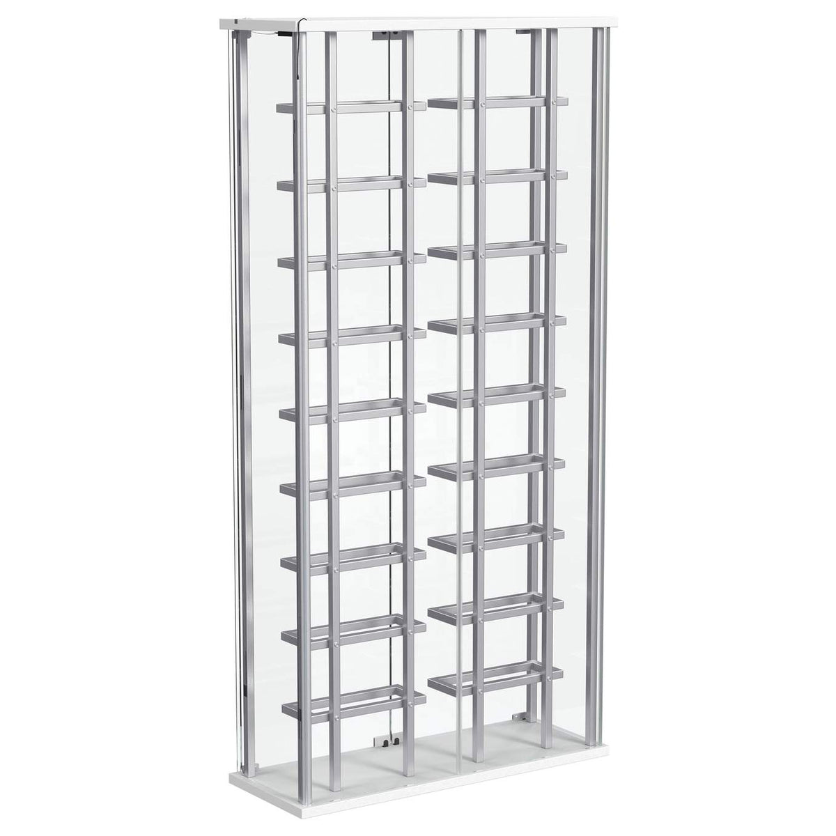 182037 Montara Tempered Glass Wine Storage LED Curio Cabinet Chrome