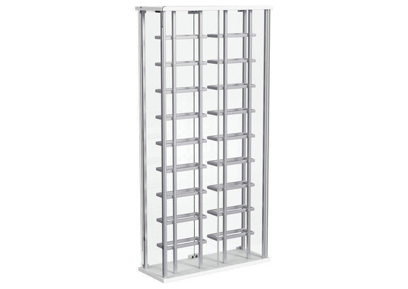 182037 Montara Tempered Glass Wine Storage LED Curio Cabinet Chrome
