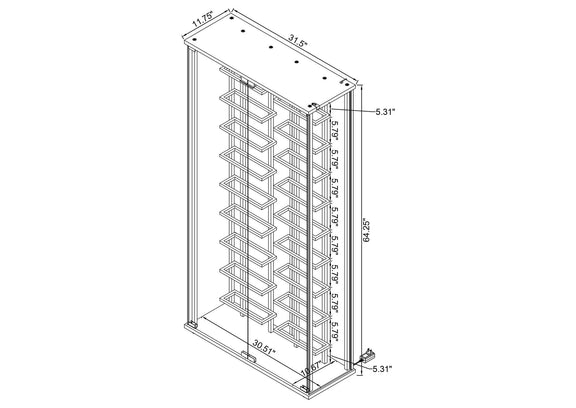 182037 Montara Tempered Glass Wine Storage LED Curio Cabinet Chrome