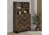 182082 Mendoza 2-door Home Bar Cabinet Wine Storage Rustic Oak