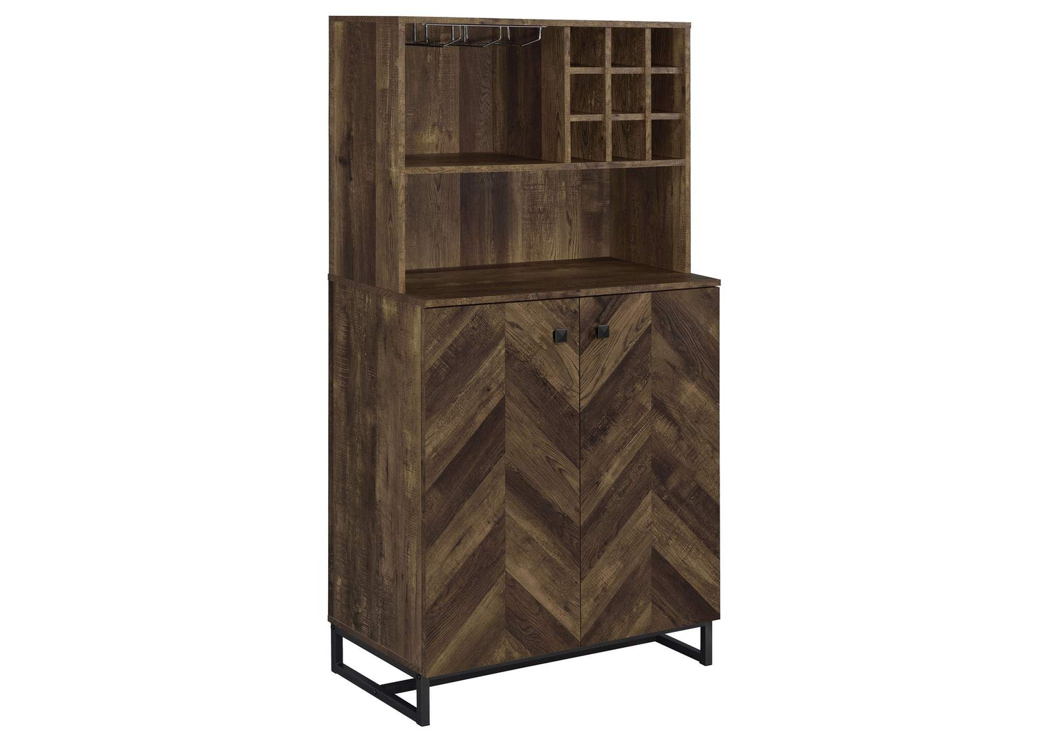 Mendoza 2-door Home Bar Cabinet Wine Storage Rustic Oak