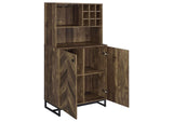 182082 Mendoza 2-door Home Bar Cabinet Wine Storage Rustic Oak