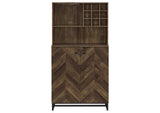 182082 Mendoza 2-door Home Bar Cabinet Wine Storage Rustic Oak