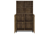 182082 Mendoza 2-door Home Bar Cabinet Wine Storage Rustic Oak