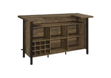 182104 Bellemore Freestanding Home Bar Wine Cabinet Rustic Oak