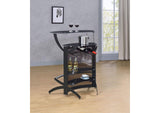 182135 Dallas 2-shelf Curved Freestanding Home Bar Cabinet Black