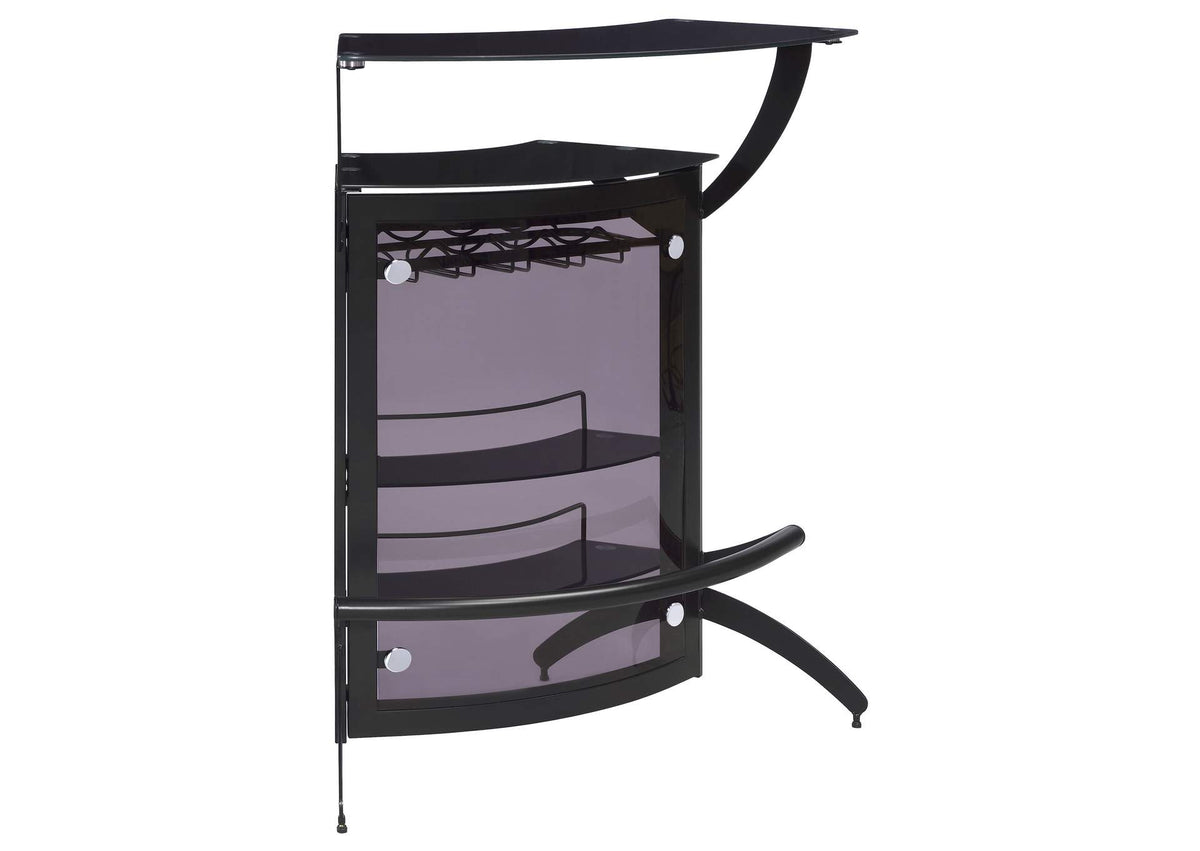 182135 Dallas 2-shelf Curved Freestanding Home Bar Cabinet Black