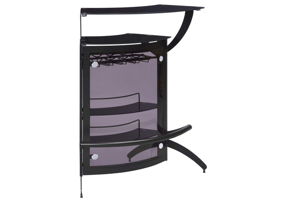 182135 Dallas 2-shelf Curved Freestanding Home Bar Cabinet Black