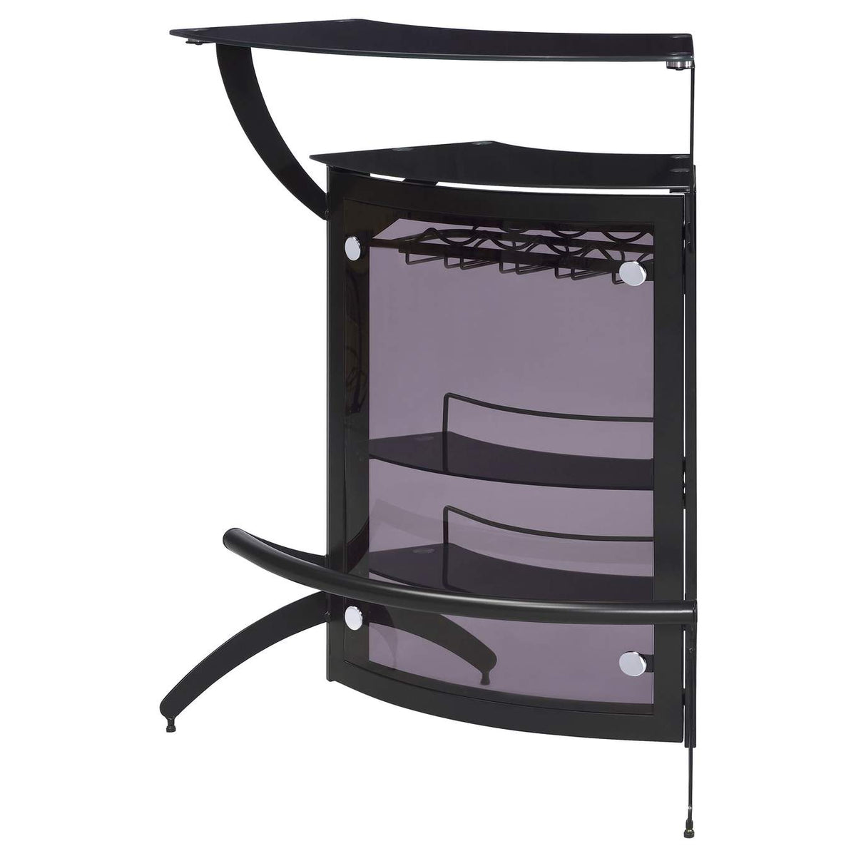 182135 Dallas 2-shelf Curved Freestanding Home Bar Cabinet Black