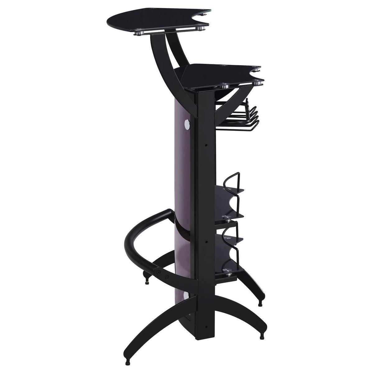 182135 Dallas 2-shelf Curved Freestanding Home Bar Cabinet Black