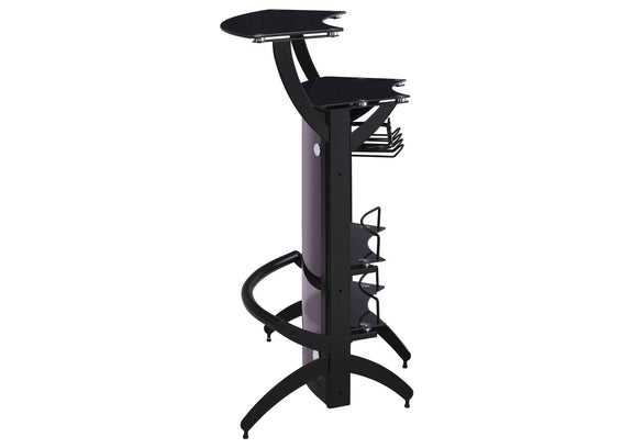 182135 Dallas 2-shelf Curved Freestanding Home Bar Cabinet Black