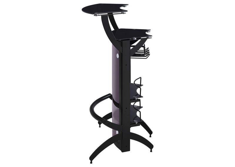 182135 Dallas 2-shelf Curved Freestanding Home Bar Cabinet Black