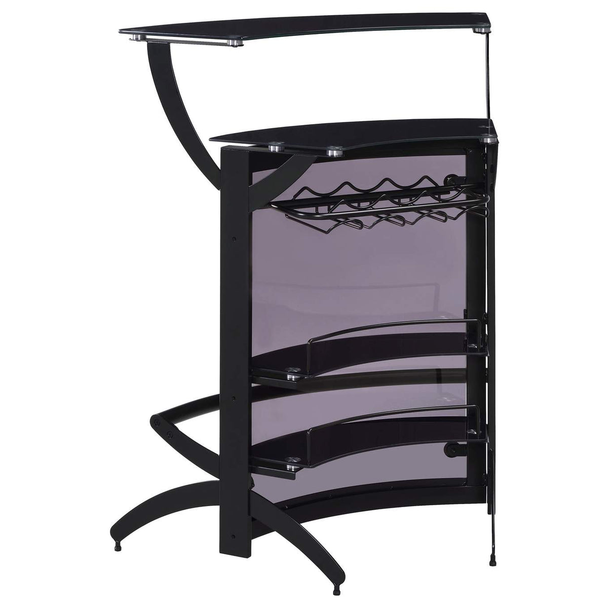 182135 Dallas 2-shelf Curved Freestanding Home Bar Cabinet Black