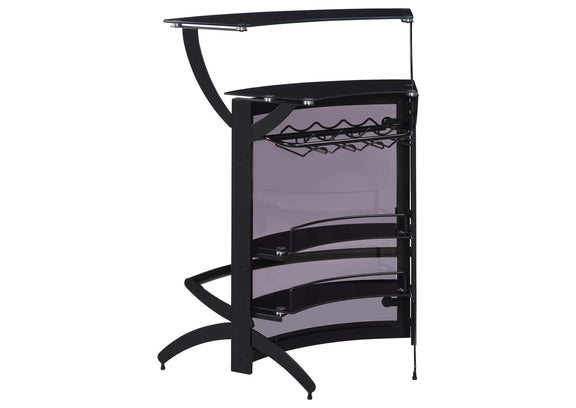 182135 Dallas 2-shelf Curved Freestanding Home Bar Cabinet Black
