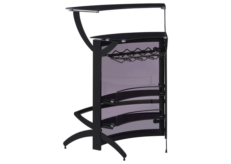 182135 Dallas 2-shelf Curved Freestanding Home Bar Cabinet Black