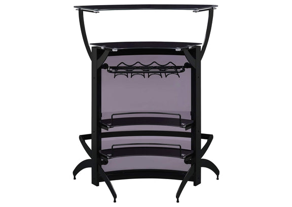 182135 Dallas 2-shelf Curved Freestanding Home Bar Cabinet Black