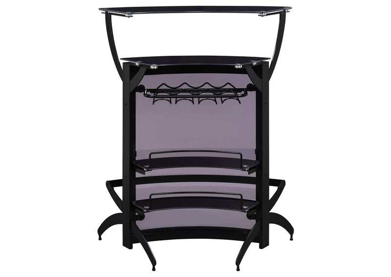 182135 Dallas 2-shelf Curved Freestanding Home Bar Cabinet Black