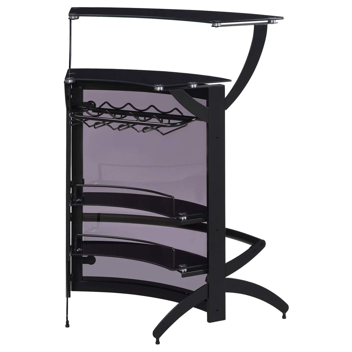 182135 Dallas 2-shelf Curved Freestanding Home Bar Cabinet Black