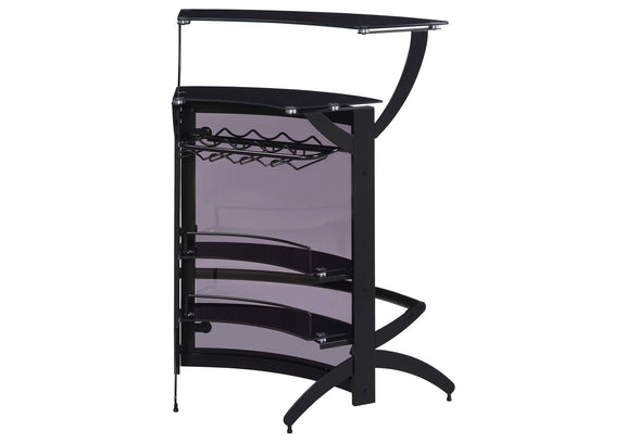 182135 Dallas 2-shelf Curved Freestanding Home Bar Cabinet Black