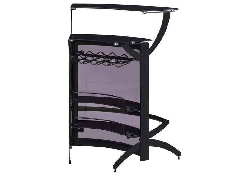182135 Dallas 2-shelf Curved Freestanding Home Bar Cabinet Black