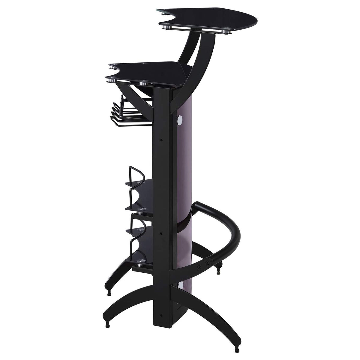 182135 Dallas 2-shelf Curved Freestanding Home Bar Cabinet Black
