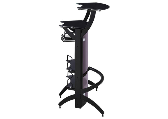 182135 Dallas 2-shelf Curved Freestanding Home Bar Cabinet Black