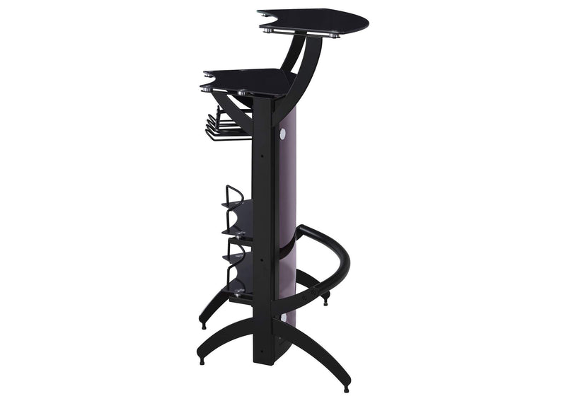 182135 Dallas 2-shelf Curved Freestanding Home Bar Cabinet Black