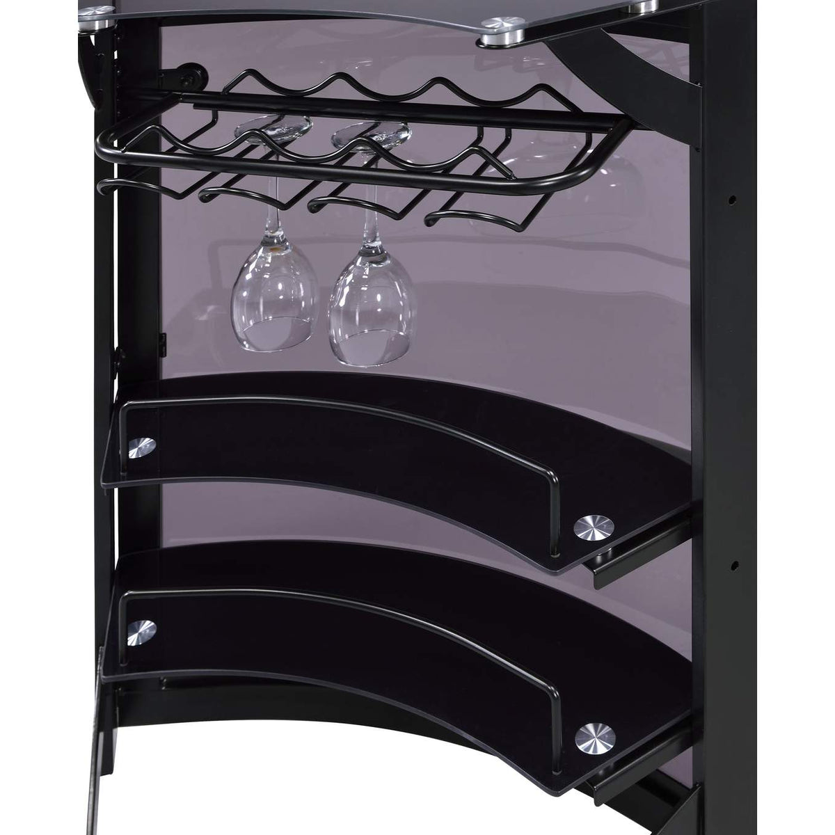 182135 Dallas 2-shelf Curved Freestanding Home Bar Cabinet Black
