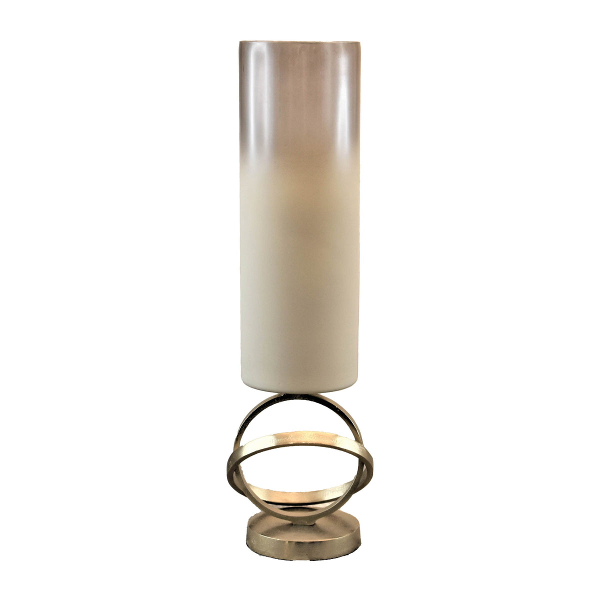 Glass Hurricane With Sphere Base 21" - Gray