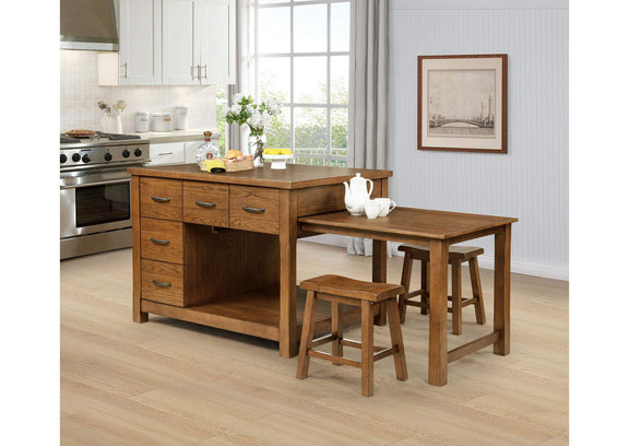 182446 Mayfair 3-piece Kitchen Island with Extension Table Dark Oak