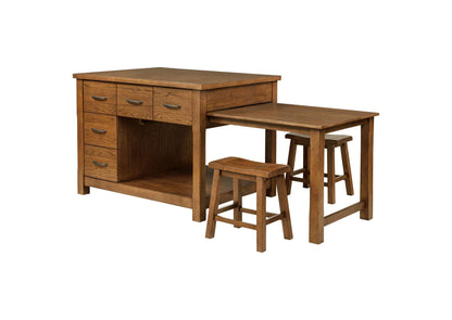 182446 Mayfair 3-piece Kitchen Island with Extension Table Dark Oak