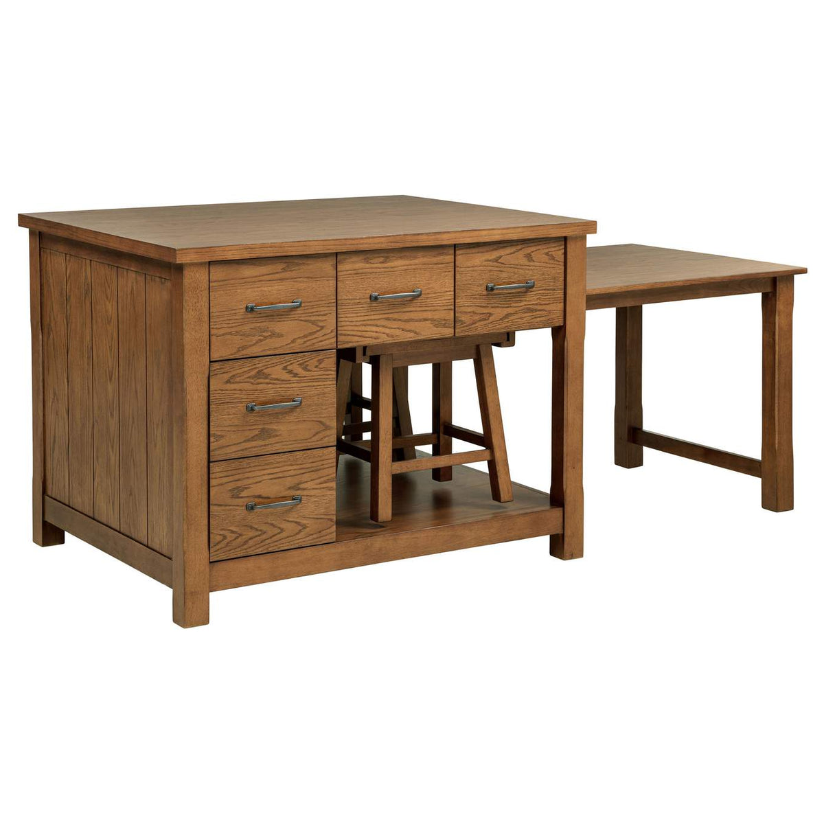 182446 Mayfair 3-piece Kitchen Island with Extension Table Dark Oak