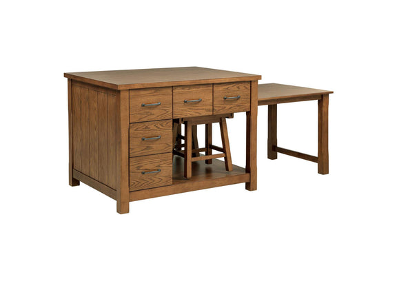 182446 Mayfair 3-piece Kitchen Island with Extension Table Dark Oak