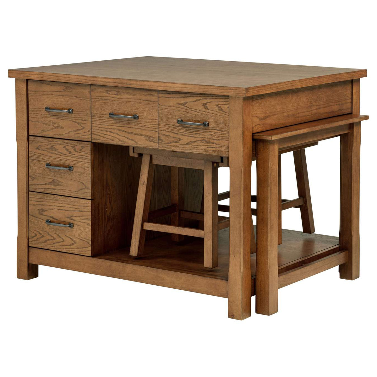 182446 Mayfair 3-piece Kitchen Island with Extension Table Dark Oak