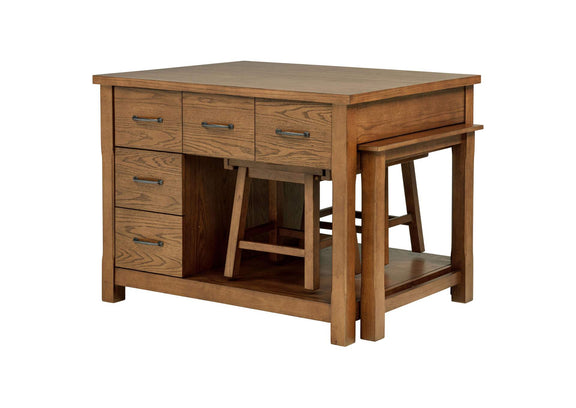 182446 Mayfair 3-piece Kitchen Island with Extension Table Dark Oak